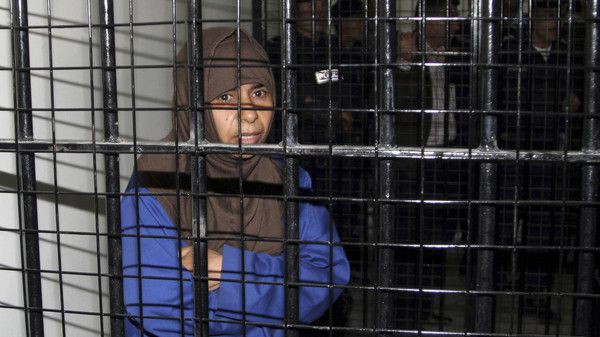 File photo of Iraqi Rishawi inside a military court at Juwaida prison in Amman