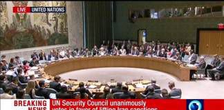 สภาความมั่นคงแห่งสหประชาชาติลงมติเป็นเอกฉันท์ยกเลิกการคว่ำบาตรอิหร่าน
